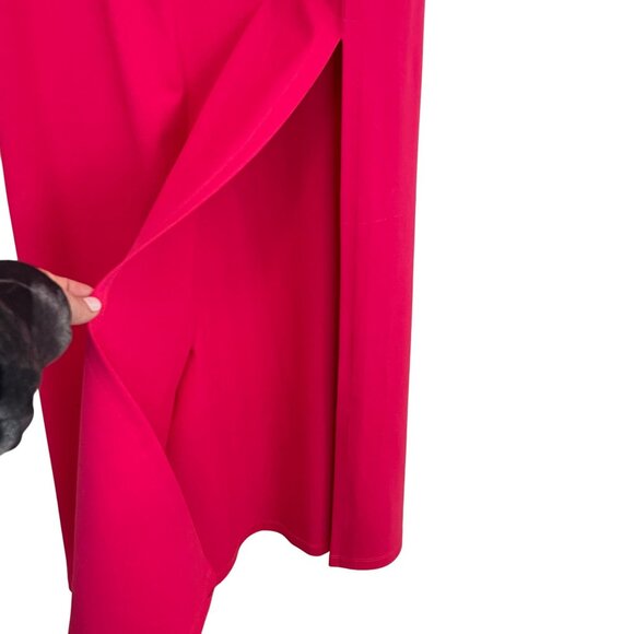 Susan Monaco Hibiscus Red Pink Strapless Ruffle Slit Maxi Dress Small NEW - Picture 7 of 9